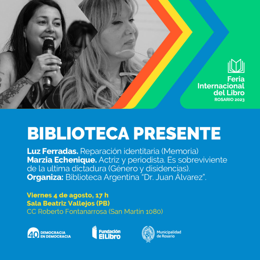 Presentación de Biblioteca Presente en la Feria Internacional del Libro Rosario 2023.